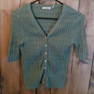 Green eyelet cardigan